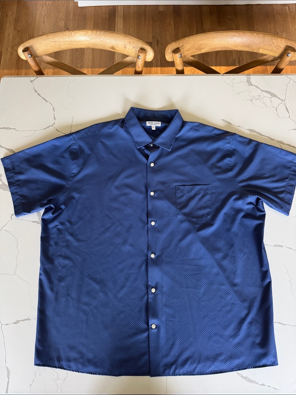 Peter Millar Navy Blue Short-Sleeve Button-Down Shirt